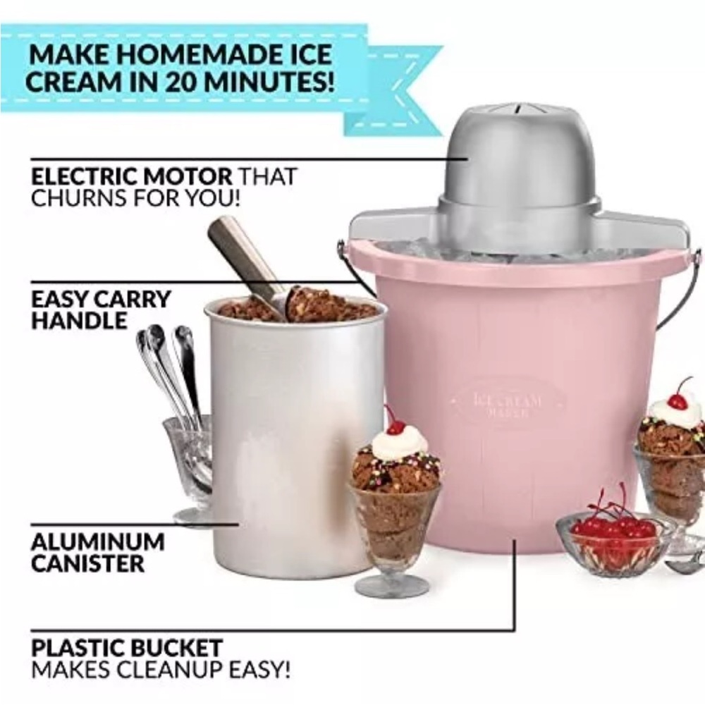 🔥Nostalgia 4-Quart Electric Ice Cream Maker with Easy-Carry Handle🔥